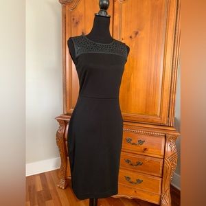 Sheath Dress with Vegan Leather Design
